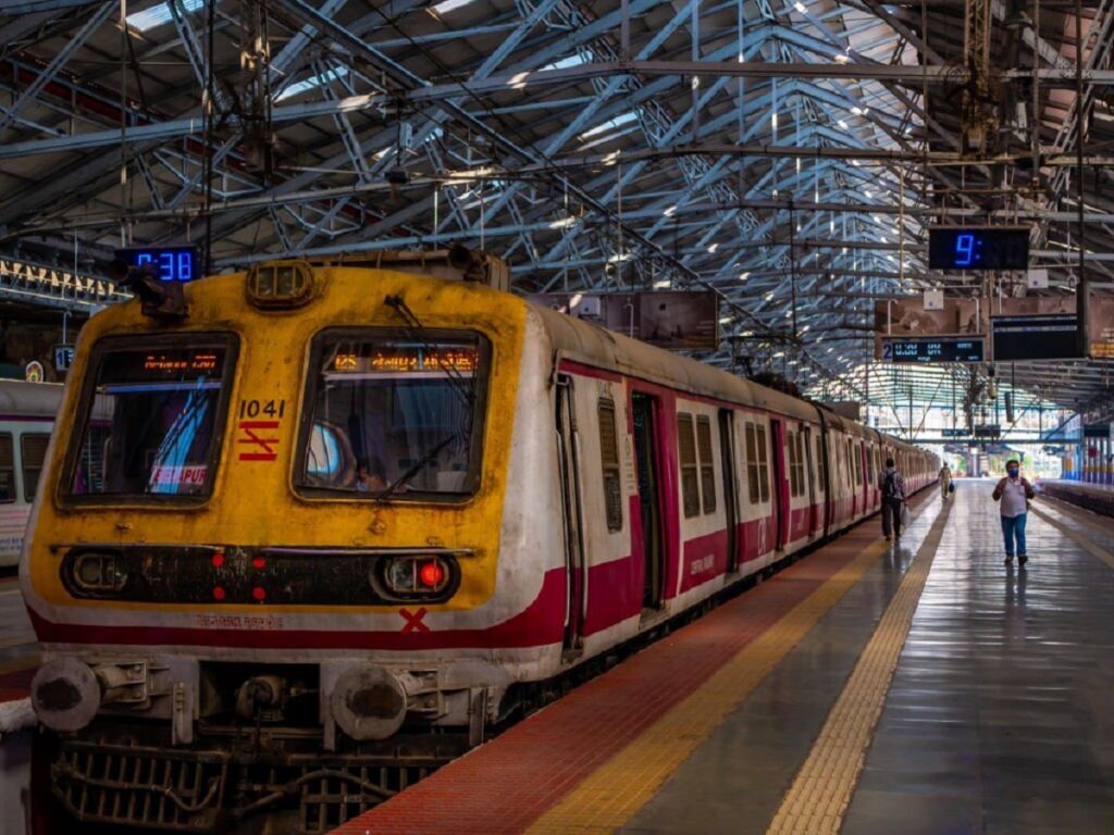 Mumbai, India - January 7, 2021 : Empty platform of CST station with victorian architecture, CST is one of the busiest train station for working-class people in Mumbai