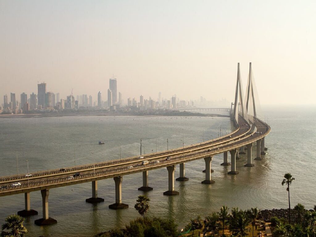 A late afternoon photo of the Bandra Worli Sea Link in Mumbai.