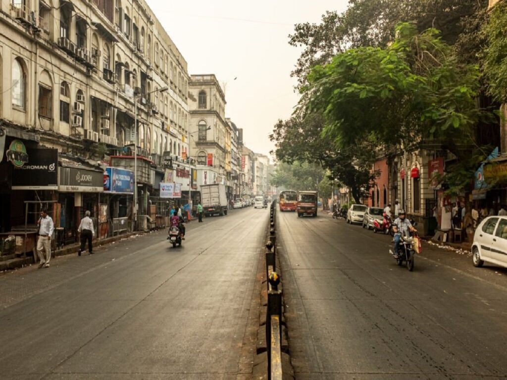 Mumbai, India - February 5, 2016: Colaba Causeway, officially known as Shahid Bhagat Singh Road, is the main thoroughfare in Colaba in Mumbai, India